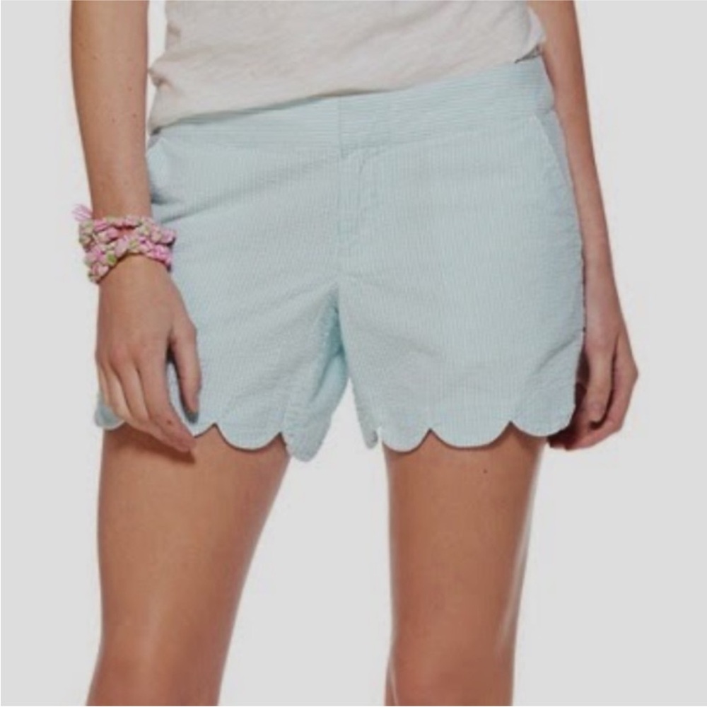 LILLY PULITZER Buttercup Scalloped Edge Seersucker Shorts